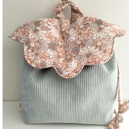 sac cartable rabat fleur